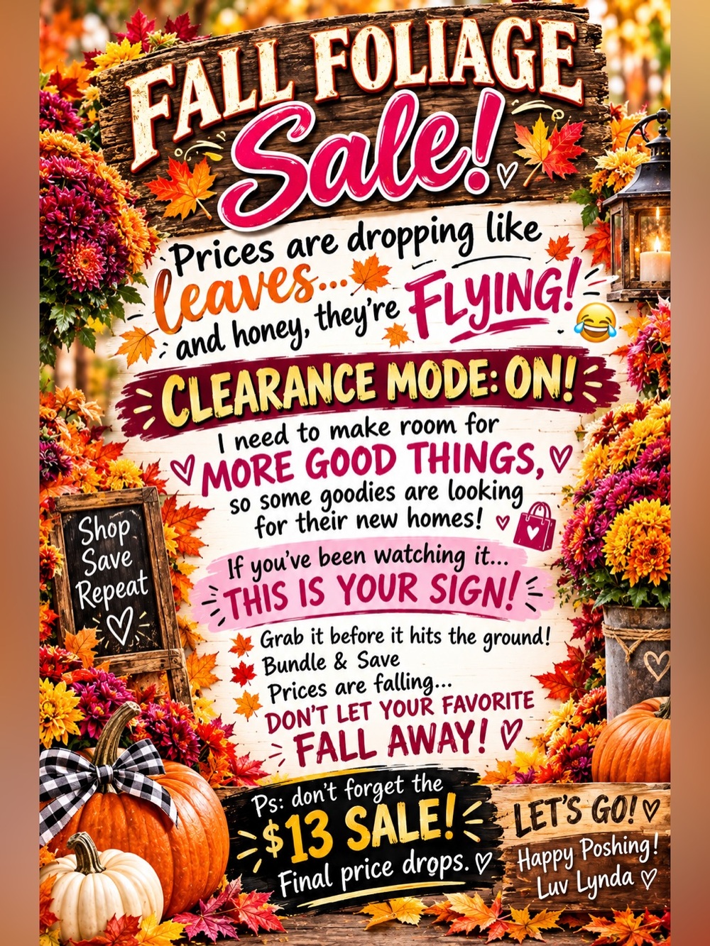 Fall Foliage Sale Poster - Multicolor Seasonal Sign